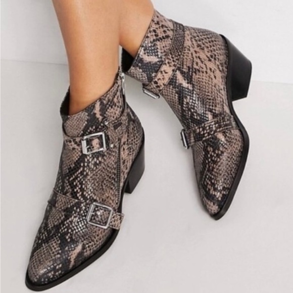 All Saints Printed brown leather boots size 8 - Picture 2 of 4